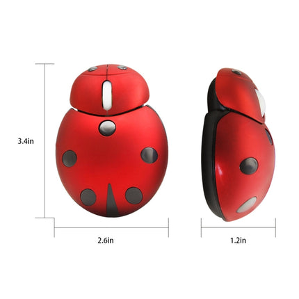 CM0184 3000 DPI 3-keys Mini Ladybug 2.4G Wireless Mouse Personalized Wireless Mouse(Red)-garmade.com