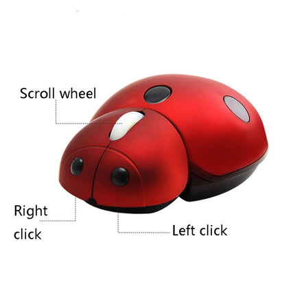 CM0184 3000 DPI 3-keys Mini Ladybug 2.4G Wireless Mouse Personalized Wireless Mouse(Red)-garmade.com