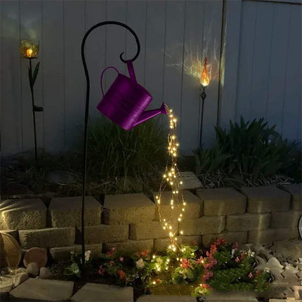 Solar Kettle Copper Wire Light String Garden Decoration Light(Purple)-garmade.com