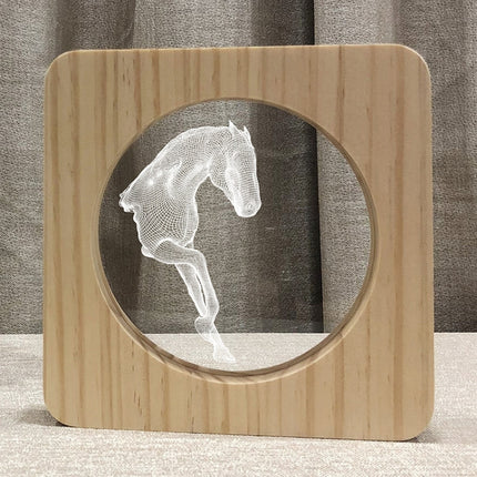 FS-A3762W 3D Horse Wooden Table Lamp Bedroom Night Light(Warm White Light)-garmade.com
