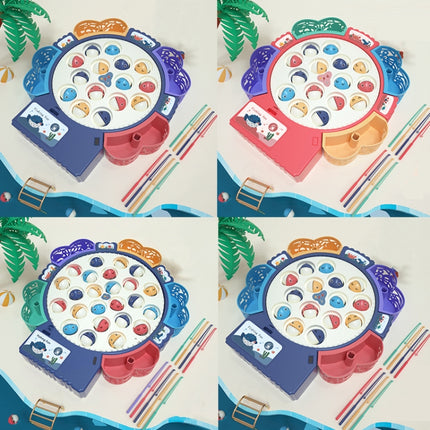 Magnetic Fishing Toy Children Educational Multifunctional Music Rotating Fishing Plate, Colour: Blue Battery Style+15 Fish 4 Rods-garmade.com