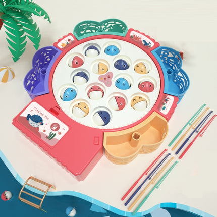 Magnetic Fishing Toy Children Educational Multifunctional Music Rotating Fishing Plate, Colour: Pink Battery Style+15 Fish 4 Rods-garmade.com