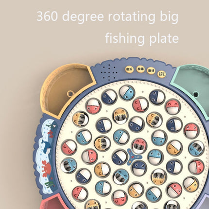 Magnetic Fishing Toy Children Educational Multifunctional Music Rotating Fishing Plate, Colour: Blue Battery Style+24 Fish 5 Rods-garmade.com
