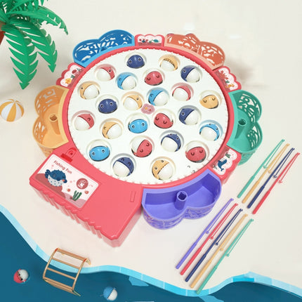 Magnetic Fishing Toy Children Educational Multifunctional Music Rotating Fishing Plate, Colour: Pink Battery Style+24 Fish 5 Rods-garmade.com