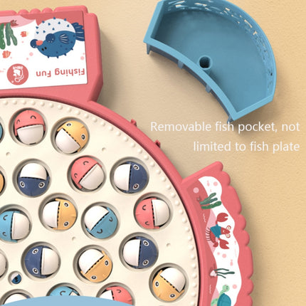 Magnetic Fishing Toy Children Educational Multifunctional Music Rotating Fishing Plate, Colour: Blue Battery Style+45 Fish 4 Rods+Education Content-garmade.com