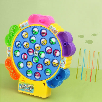 Magnetic Fishing Toy Children Educational Multifunctional Music Rotating Fishing Plate, Colour: Hook Battery Style+24 Fish 5 Rods-garmade.com