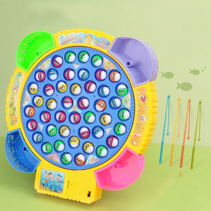 Magnetic Fishing Toy Children Educational Multifunctional Music Rotating Fishing Plate, Colour: Hook Battery Style+45 Fish 4 Rods-garmade.com