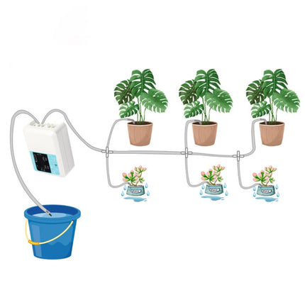 G89456 Solar Intelligent Voice Timing Automatic Flower Watering Device Lazy Plant Dripper, Specification: Single Pump 15 Sets(White)-garmade.com