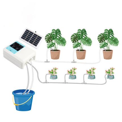 G89456 Solar Intelligent Voice Timing Automatic Flower Watering Device Lazy Plant Dripper, Specification: Double Pump 15 Sets 10M Tube(White)-garmade.com