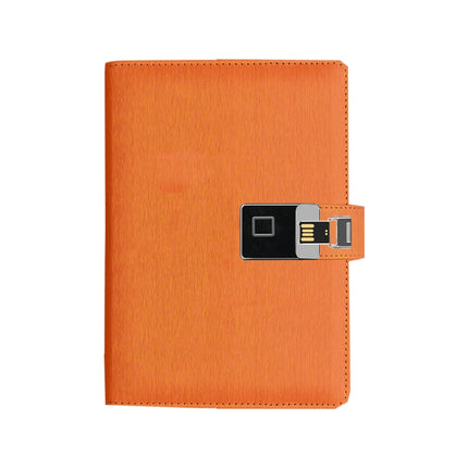 A5 Multi-Function Fingerprint Unlocking Notebook Can Record 10 Fingerprints, Specification: Fingerprint Lock + 16G U Disk(Steel Wire Orange)-garmade.com