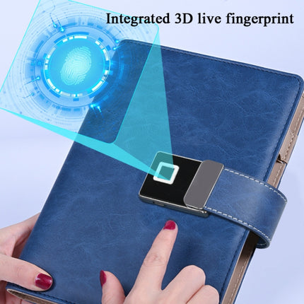 A5 Multi-Function Fingerprint Unlocking Notebook Can Record 10 Fingerprints, Specification: Fingerprint Lock + 16G U Disk(Crazy Horse Pattern Black)-garmade.com
