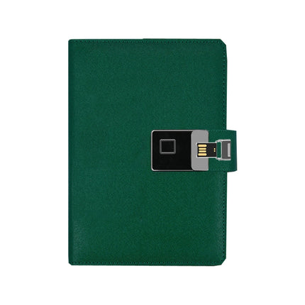 A5 Multi-Function Fingerprint Unlocking Notebook Can Record 10 Fingerprints, Specification: Only With Fingerprint Lock(Cross Pattern Green)-garmade.com