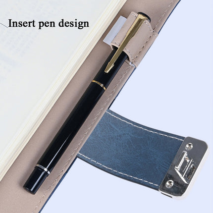 A5 Multi-Function Fingerprint Unlocking Notebook Can Record 10 Fingerprints, Specification: Only With Fingerprint Lock( Cross Pattern Blue)-garmade.com