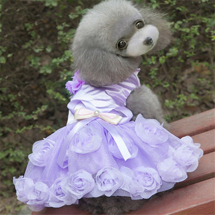 Pet Clothes Dog Spring Summer Thin Dress Rose Dress, Size: S(Purple)-garmade.com