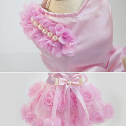 Pet Clothes Dog Spring Summer Thin Dress Rose Dress, Size: S(Pink)-garmade.com
