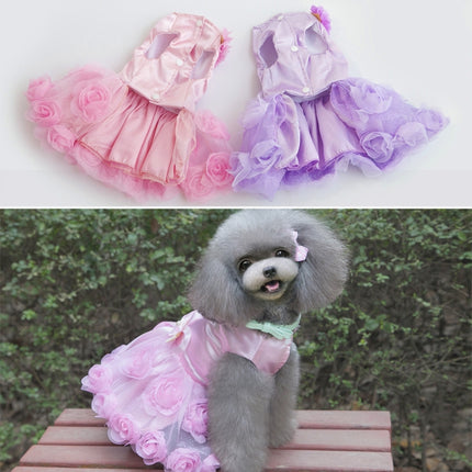 Pet Clothes Dog Spring Summer Thin Dress Rose Dress, Size: S(Purple)-garmade.com