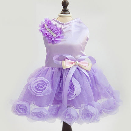 Pet Clothes Dog Spring Summer Thin Dress Rose Dress, Size: M(Purple)-garmade.com