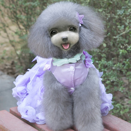 Pet Clothes Dog Spring Summer Thin Dress Rose Dress, Size: L(Purple)-garmade.com