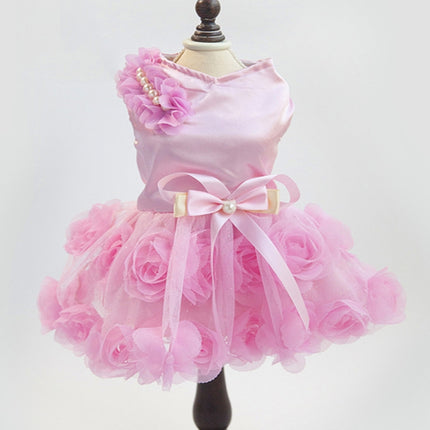 Pet Clothes Dog Spring Summer Thin Dress Rose Dress, Size: XXL(Pink)-garmade.com