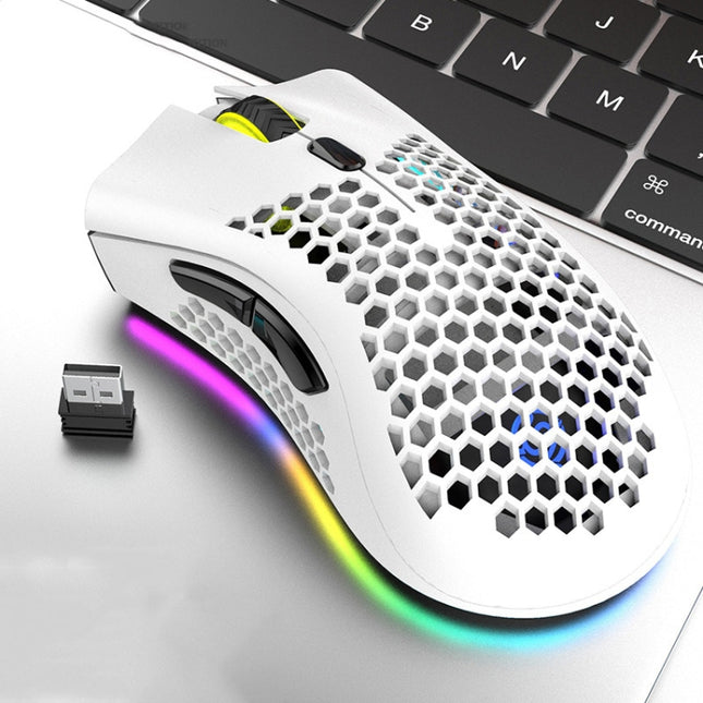 K-Snake BM600 1600 DPI 7-keys Hollow Lightweight Wireless Charging RGB Colorful Gaming Mouse(Wireless BM600 White)-garmade.com