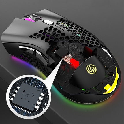 K-Snake BM600 1600 DPI 7-keys Hollow Lightweight Wireless Charging RGB Colorful Gaming Mouse(Wireless BM600 Black )-garmade.com