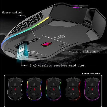 K-Snake BM600 1600 DPI 7-keys Hollow Lightweight Wireless Charging RGB Colorful Gaming Mouse(Wireless BM600 White)-garmade.com