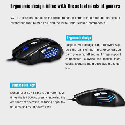 IMICE X7 2400 DPI 7-Key Wired Gaming Mouse with Colorful Breathing Light, Cable Length: 1.8m(Skin Black Color Box Version)-garmade.com