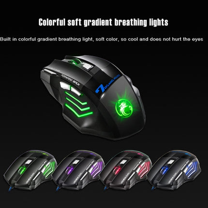 IMICE X7 2400 DPI 7-Key Wired Gaming Mouse with Colorful Breathing Light, Cable Length: 1.8m(Sunset Yellow Color Box Version)-garmade.com