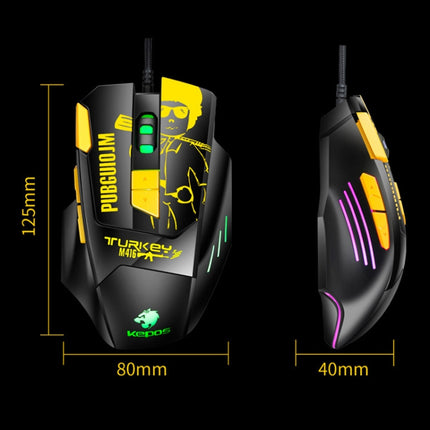 Kepos M416 8 Keys 4800 DPI Computer Free Drive Wired Gaming Mouse, Cable Length: 1.6m(Yellow )-garmade.com