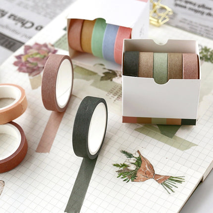 3 Boxes 10mmx5m Tearable Sticker Handbook DIY Tool Decoration Style:(Sunset Color)-garmade.com