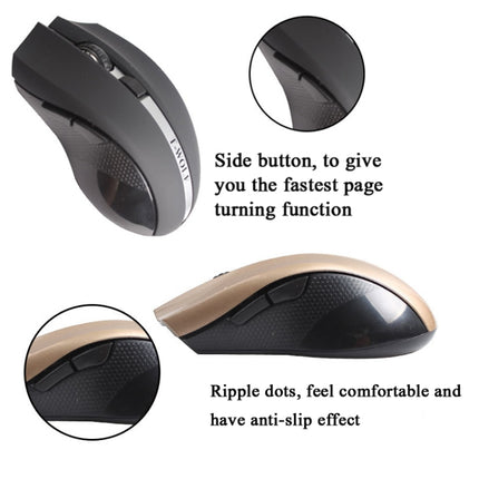 T-WOLF Q5 2.4GHz 5-Buttons 2000 DPI Wireless Mouse Silent And Non-Light Gaming Office Mouse For Computer PC Laptop(Black)-garmade.com