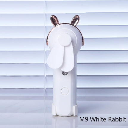 Handheld Hydrating Device Chargeable Fan Mini USB Charging Spray Humidification Small Fan(M9 White Rabbit)-garmade.com