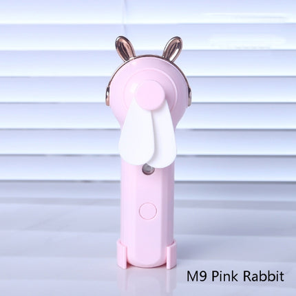 Handheld Hydrating Device Chargeable Fan Mini USB Charging Spray Humidification Small Fan(M9 Pink Rabbit)-garmade.com