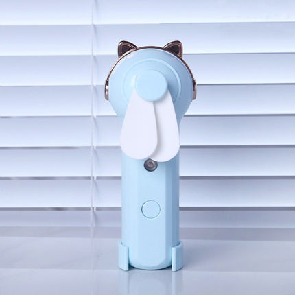 Handheld Hydrating Device Chargeable Fan Mini USB Charging Spray Humidification Small Fan(M10 Blue Kitten)-garmade.com