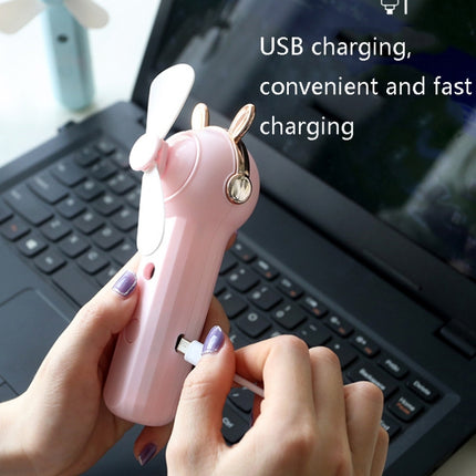 Handheld Hydrating Device Chargeable Fan Mini USB Charging Spray Humidification Small Fan(M10 White Kitten)-garmade.com