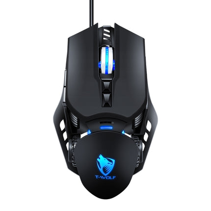 T-WOLF G530 USB Interface 7-Buttons 6400 DPI Wired Mouse Mechanical Gaming Macro Definition 4-Color Breathing Light Gaming Mouse, Cable Length: 1.5m( Black)-garmade.com