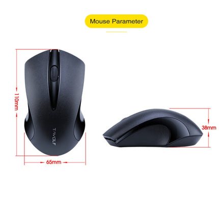 T-WOLF Q2 3-Buttons 1200 DPI 2.4GHz Wireless Mouse( Black)-garmade.com