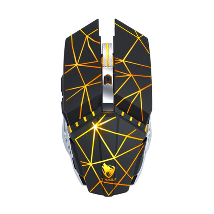 T-WOLF Q15 6-Buttons 1600 DPI Wireless Rechargeable Mute Office Gaming Mouse with 7 Color Breathing Light( Stars Black)-garmade.com