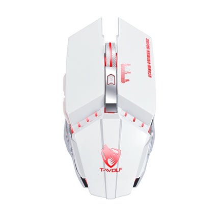 T-WOLF Q15 6-Buttons 1600 DPI Wireless Rechargeable Mute Office Gaming Mouse with 7 Color Breathing Light(Pearl White)-garmade.com