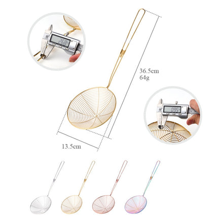 Stainless Steel Colander Noodle Spoon Oil Filter Spoon, Specification: Rose Gold-garmade.com