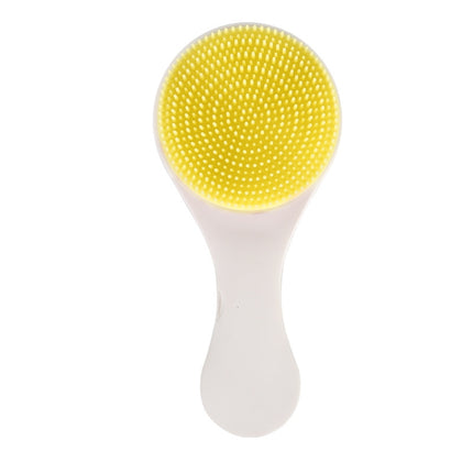 Baby Silicone Shower Massage Brush Multifunctional Shampoo Brush with Comb(Goose Yellow)-garmade.com