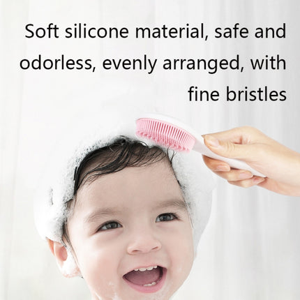 Baby Silicone Shower Massage Brush Multifunctional Shampoo Brush with Comb(Light Pink)-garmade.com