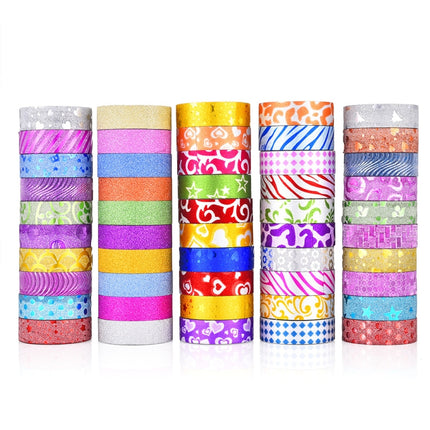 50 Rolls / Box Glitter Tape Hand Ledger Decoration Sticker-garmade.com