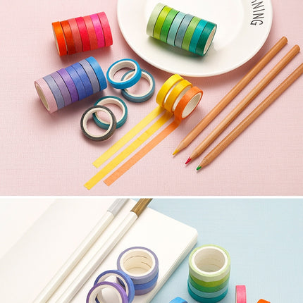 60 Colors / Box 8mmx4m Pure Color Rainbow Tape Hand Ledger Decoration Sticker-garmade.com