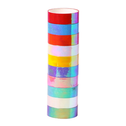 3 Sets Colorful Laser Paper Tape Rainbow Gravity Can Tear DIY Hand Debt Decoration Beauty Sticker-garmade.com