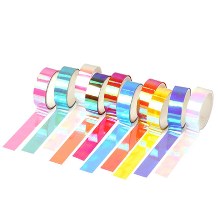 3 Sets Colorful Laser Paper Tape Rainbow Gravity Can Tear DIY Hand Debt Decoration Beauty Sticker-garmade.com