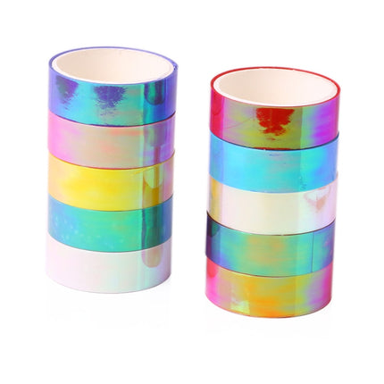 3 Sets Colorful Laser Paper Tape Rainbow Gravity Can Tear DIY Hand Debt Decoration Beauty Sticker-garmade.com