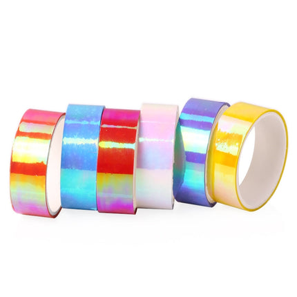 3 Sets Colorful Laser Paper Tape Rainbow Gravity Can Tear DIY Hand Debt Decoration Beauty Sticker-garmade.com