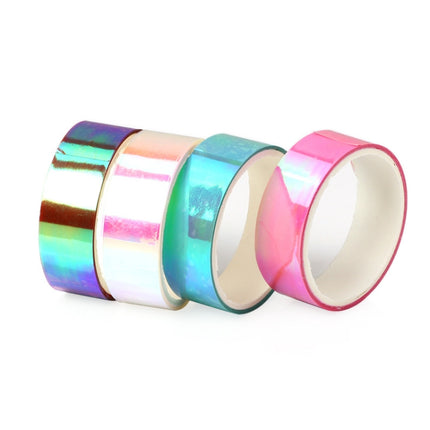 3 Sets Colorful Laser Paper Tape Rainbow Gravity Can Tear DIY Hand Debt Decoration Beauty Sticker-garmade.com