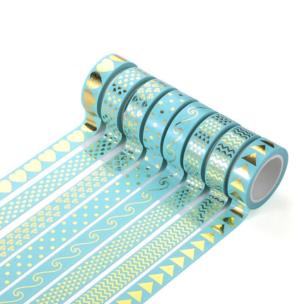 8 Rolls / Set Simple Basic Material Stamping Paper Tape Hand Ledger Decoration Sticker-garmade.com